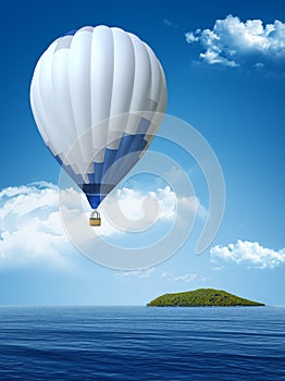 Lanscape with an air balloon photo