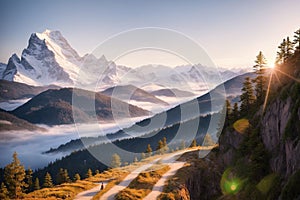 Mountainscapes Incorporate people or cars for a sense of motion Soft made with generative ai photo