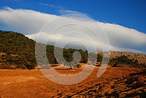 Lanscape with mountain sky and clouds photo