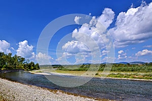 Lanscape with river and blue sky