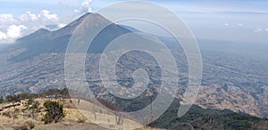 Lanscape sumbing mountain view sundoro mountain at the central java