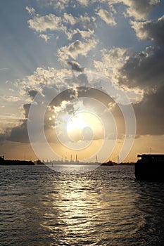 Lanscape sunset at chaophaya river / thailand
