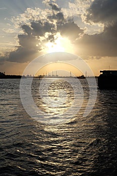 Lanscape sunset at chaophaya river / thailand photo