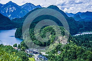 Lanscape view of alpine surroundings of Ludwig castles