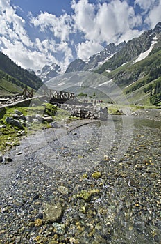 A lanscape view on the way to Thajiwas Glacier situated in Himalyan ranges, Sonmarg, Iia.