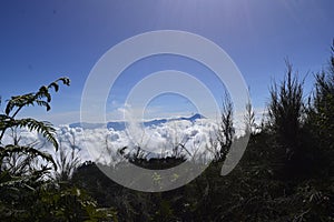 The lanscapes top of mountains with white clouds photo