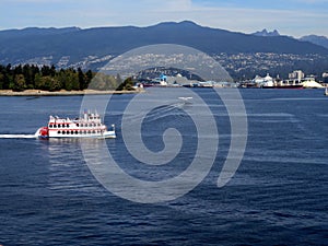 Lansdscape and seaplane, Coal Harbour, Vancouver, British Columbia, Canada