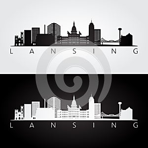 Lansing USA skyline and landmarks silhouette