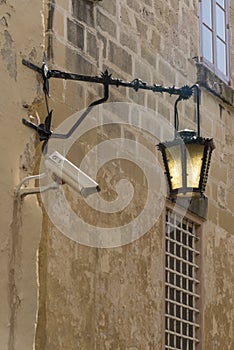 Lantern and CCTV camera in Mdina Malta