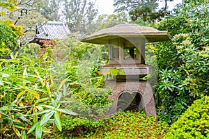 Lantern in Japanese Tea Garden in the Golden Gate Park, San Francisco