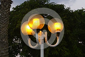 Lantern for lighting in a city park in Israel