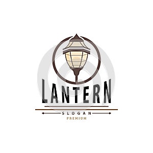 Lantern Logo Design Street Lamp Simple Classic Vintage Symbol Illustration Template