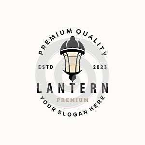 Lantern Logo Design Street Lamp Simple Classic Vintage Symbol Illustration Template