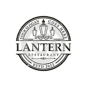 Lantern Post, Classic Street Lamp Restaurant Vintage Logo design vector