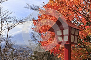 Lantern in shintoist temple at Shimoyoshida, Fujioshida