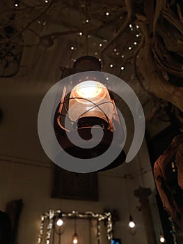 Lantern: A signature of Mowgli restaurant in Manchester in the university campus.