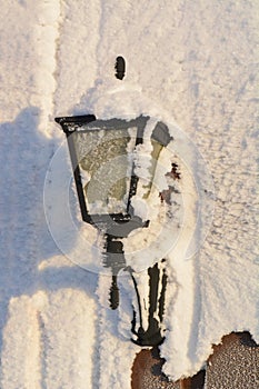 Lantern with snow