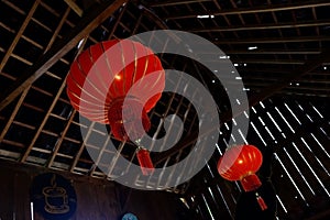 red lantern on the ceiling