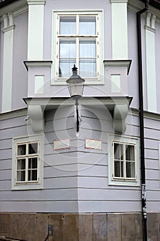 Lantern wall and window house detail old town Bratislava