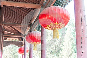 Lantern at Yao Temple. a famous historic site in Linfen, Shanxi, China.