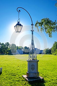 Lantern and yelagin palace on background