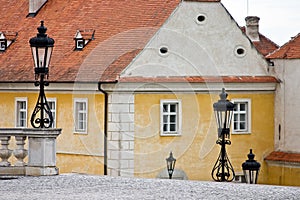 Lanterns in Chateau Valtice, Moravia, photo