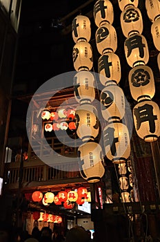 Lanterns of Gion Matsuri festival in summer, Kyoto Japan.