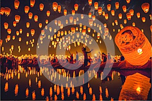 Lanterns illuminating the nights sky photo