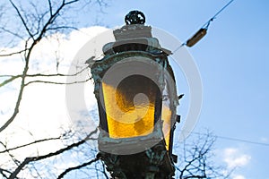 Lanterns lamp, blue sky, Munich