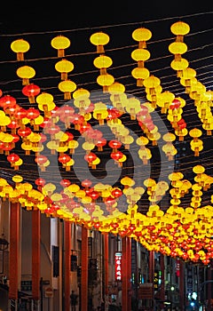 Lanterns lighting along Chinatown in Singapore