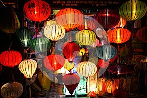 Lanterns at market street,Hoi An, Vietnam photo