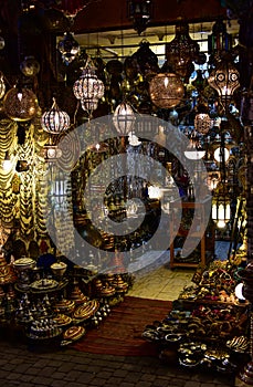 Lanterns in Marrakesh market, night view