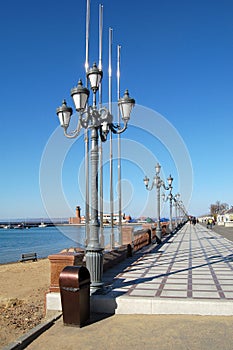 Lanterns on quay, Vladivostok, Russia