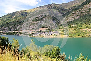 Lanuza village lake Huesca Pyrenees Spain photo