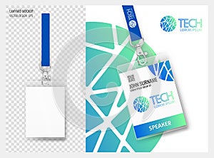 Lanyard design with transparent background. Example of colorful design for online portfolio or customer presentation. Lanyard for