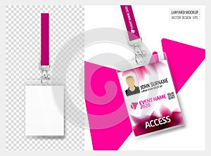 Lanyard design with transparent background. Example of colorful design for online portfolio or customer presentation. Lanyard for