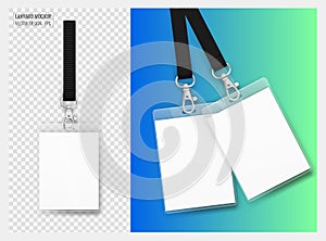 Lanyard design with transparent background. Example of colorful design for online portfolio or customer presentation. Lanyard for