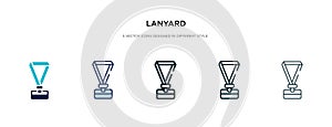 Lanyard icon in different style vector illustration. two colored and black lanyard vector icons designed in filled, outline, line photo