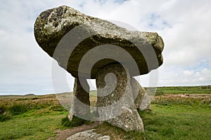 Lanyon Quoit, a megalithic dolmen site with a 12-ton capstone