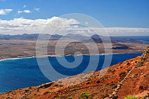 Lanzarote aerial view, La Caleta de Famara Spain photo