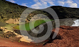 Lanzarote, green lake near El Golfo.