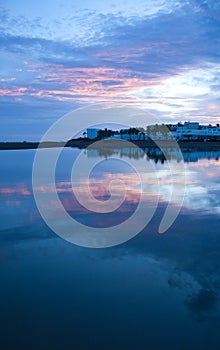 Lanzarote - holiday complex on the ocean shore,