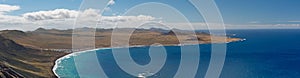 Lanzarote landscape ocean panorama, La Caleta de Famara Spain photo