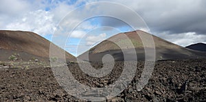 Lanzarote - Montana de Pedro Perico with lava field in front photo