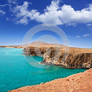 Lanzarote Papagayo turquoise beach and Ajaches photo