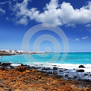 Lanzarote Punta Mujeres volcanic beach in Canaries photo