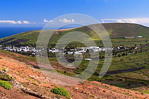 Lanzarote rural landscape of Haria valley, aerial view Spain photo