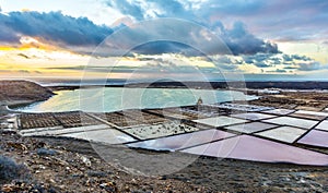 Lanzarote saltworks salinas de Janubio colorful Canary Islands