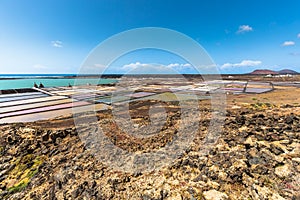 Lanzarote saltworks salinas de Janubio colorful Canary Islands