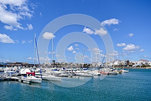 Lanzarote / Spain - May 7, 2016: View of boats in the marina of Arrecife on the island of Lanzarote, Canary Islands